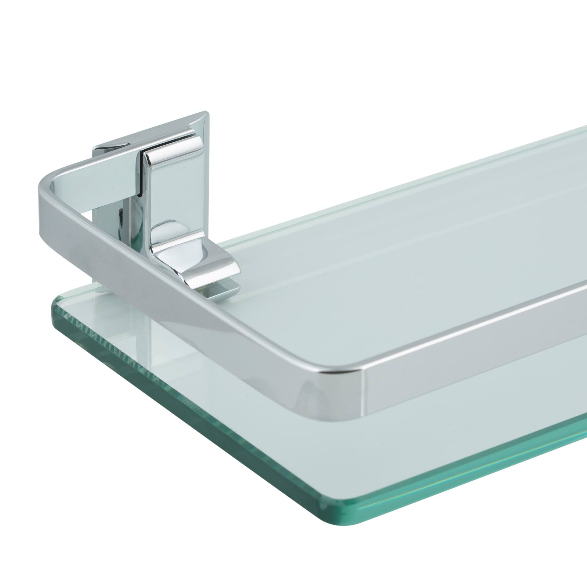 Organize It All Wall Mounted Glass Shelf With Chrome Rail